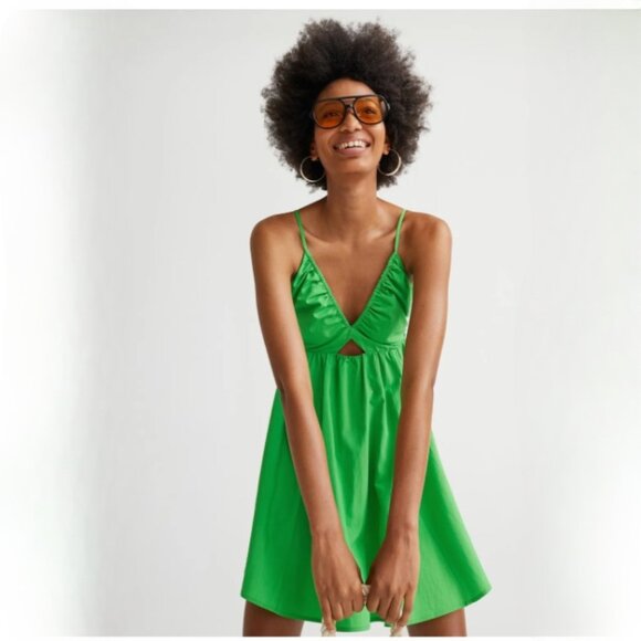 NEW H&M Cotton Blend Open Back Mini Dress, Size S - Picture 9 of 16